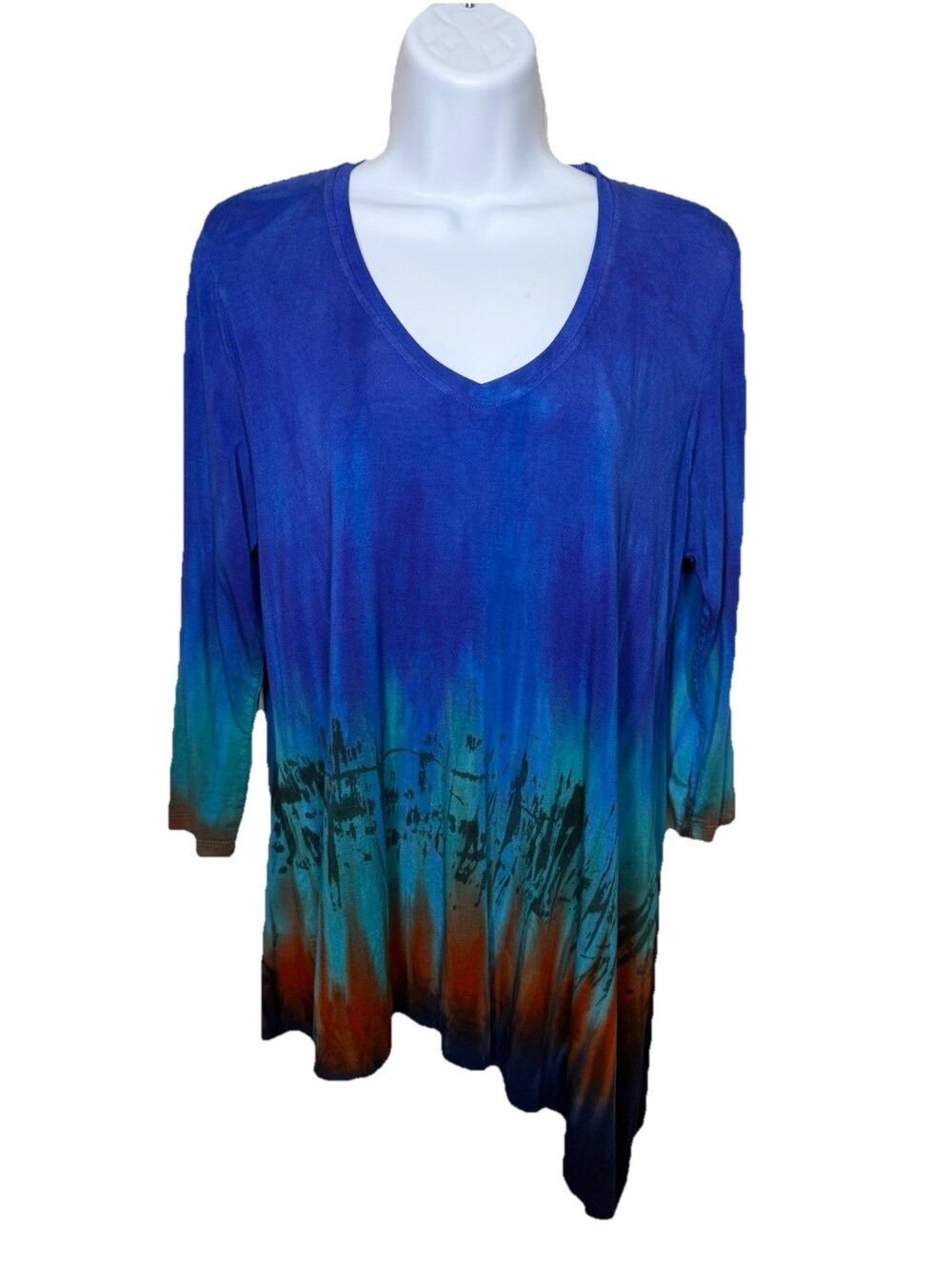 Art of Cloth Tie Dye Asymmetrical Tunic Top Lagenlook Artsy Festival Boho Sz M